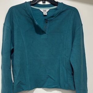 Athleta Teal Button-Up Sweatshirt 0128